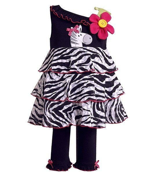 Bonnie Jean RUFFLE ZEBRA Knit Top Leggings set TODDLER Girls 2T-4T