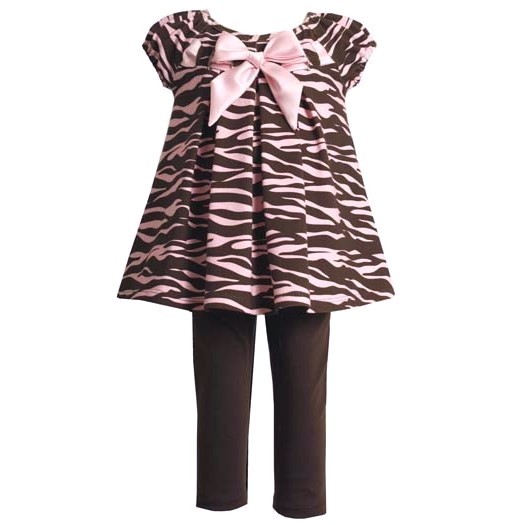 Bonnie Jean Brown Pink Zebra Top Leggings set BABY Girls 12m-24m