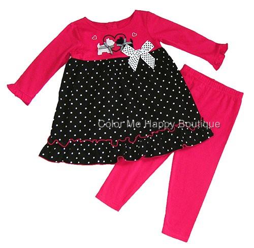 Good Lad Red Black PUPPY Top Leggings set BABY Girls 12m-24m