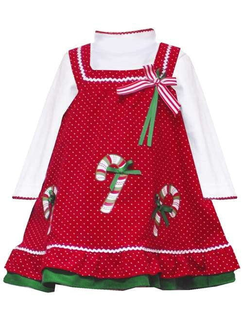 Rare Too Red Green CANDY CANE Jumper Dress BABY Girls 12m-24m