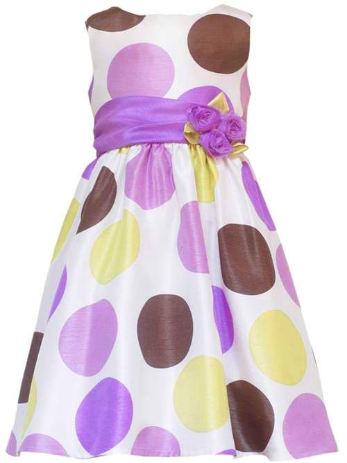 Rare Editions Purple Brown Hondeydew Dot Shantung Dress Little Girls 4-6x