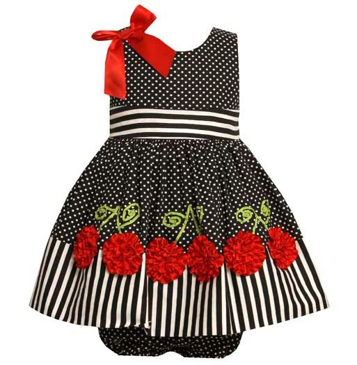 Bonnie Jean Bonaz CHERRY Polka Dot Cotton Dress BABY Girls 12m-24m