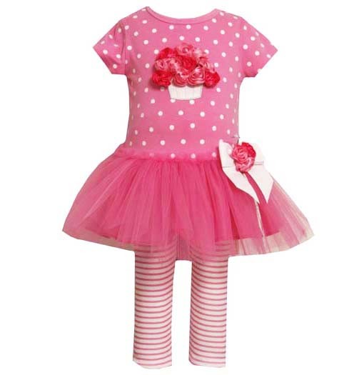 Bonnie Jean Pink ROSE Tutu Capri set BABY Girls 12m-24m