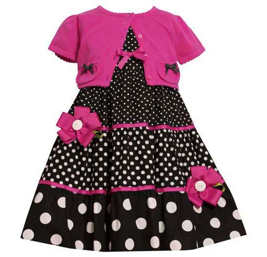 Bonnie Jean Polka Dot Flower 2pc Dress Sweater Little Girls 4-6x