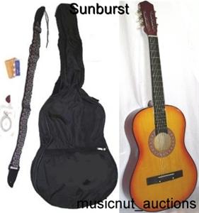New SUNBURST Beginner ACOUSTIC GUITAR ValuPak FREE 4You