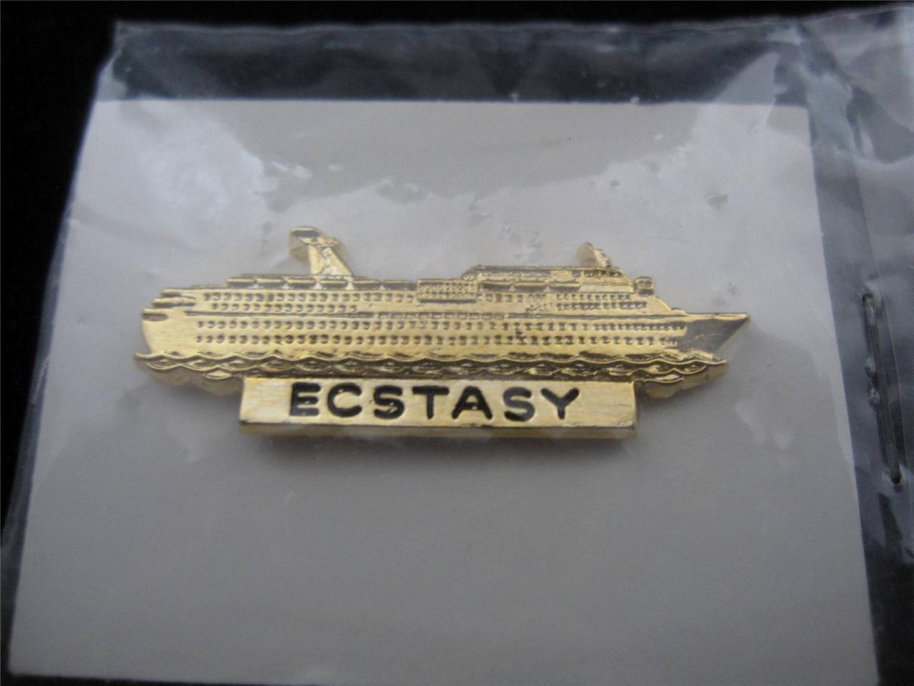 Carnival Cruise Line ECSTASY Ship Gold Tone Lapel Pin Brooch, New in
