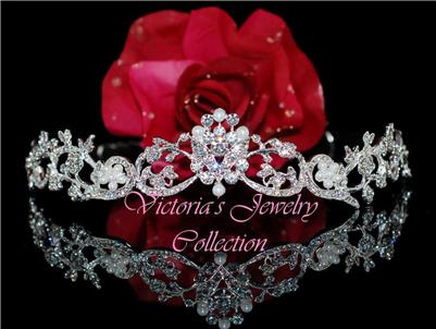 Beautiful Bridal Swarovski Crystal Pearl Tiara WT1076
