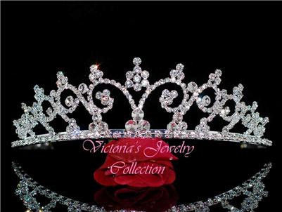 STUNNING SILVER SWAROVSKI RHINESTONE CRYSTAL BRIDAL TIARA 1T7