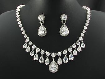 Bridal Swarovski Crystal Necklace Earrings Set 4S54 + Free Gift Box