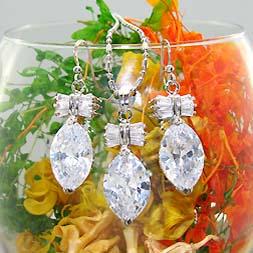 Wonderful Necklace Earrings Set  White Topaz 4S47 +Free Gift Box