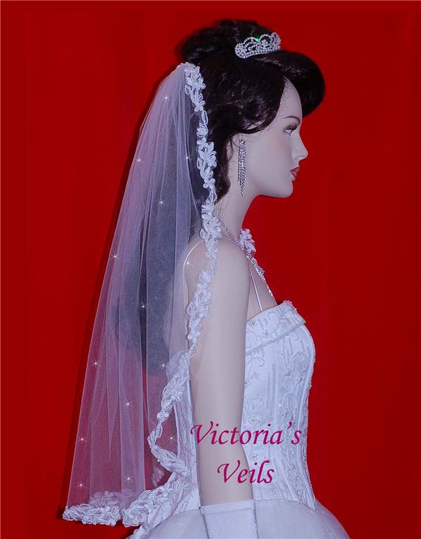 Wedding Mantilla with Beaded Lace