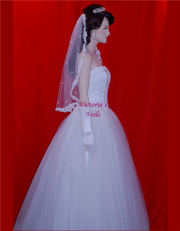 Lace Trim Bridal Mantilla Veil