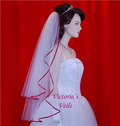 APPLE RED BRIDAL WEDDING VEIL 28"x33" 47-2