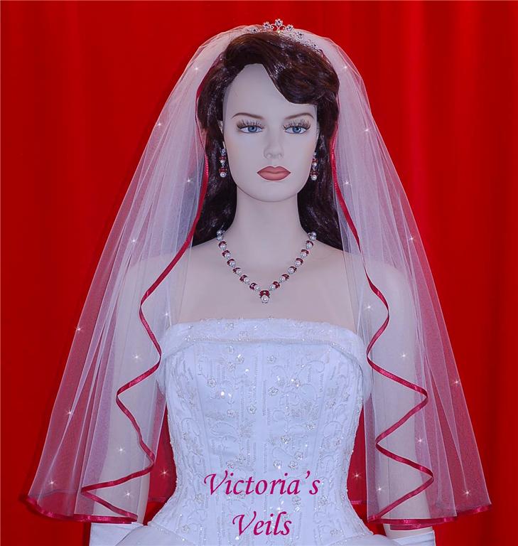 1 Tier Wedding veil with Apple ribbon