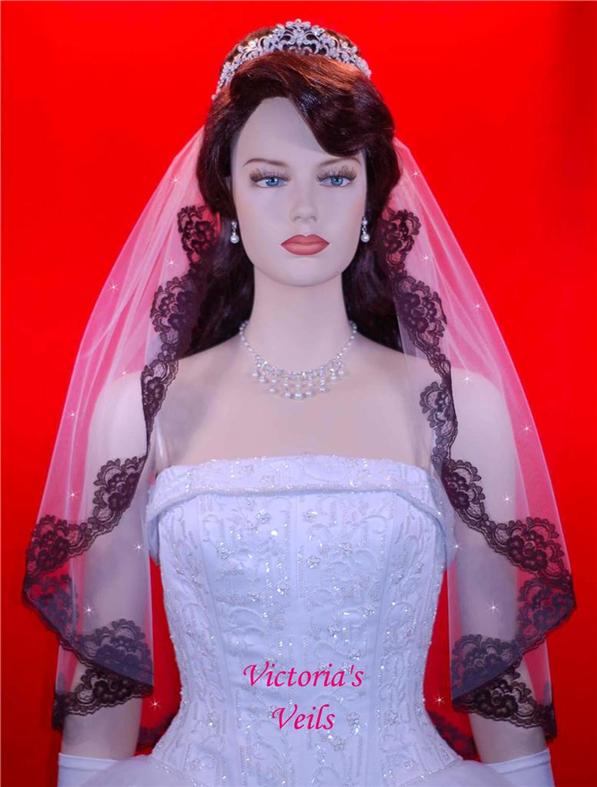 gorgeous bridal mantilla veil