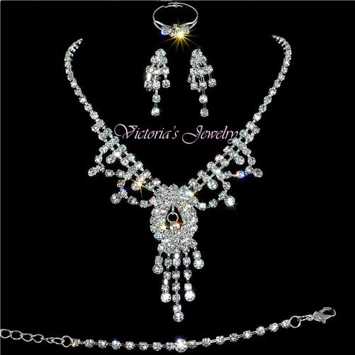 RING BRACELET NECKLACE EARRINGS JEWELRY SET