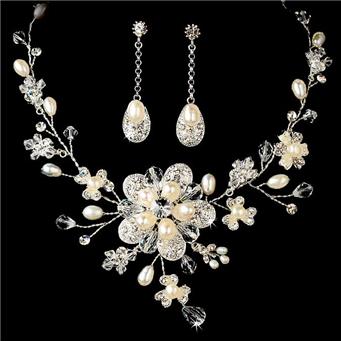 Free Bracelet Couture Freshwater Pearl Bridal Wedding Prom Jewelry Set HS5