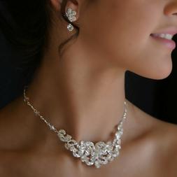wedding bridal prom necklace earrings jewelry set