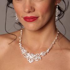 wedding bridal prom necklace earrings jewelry set