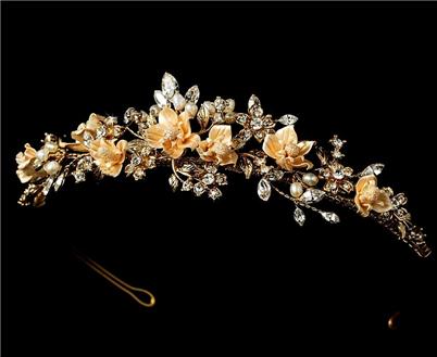 COUTURE GOLD & CHAMPAGNE BRIDAL TIARA WT7448
