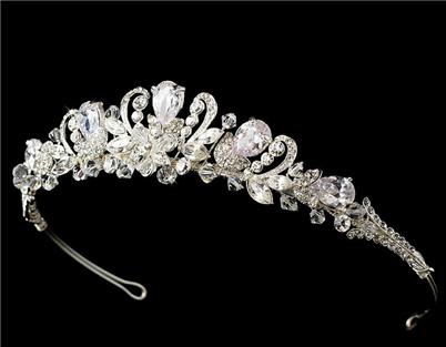 STUNNING CUBIC ZIRCONIA TEARDROP BRIDAL TIARA WT8103