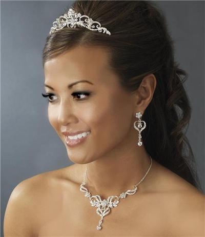 wedding bridal prom necklace earrings jewelry set