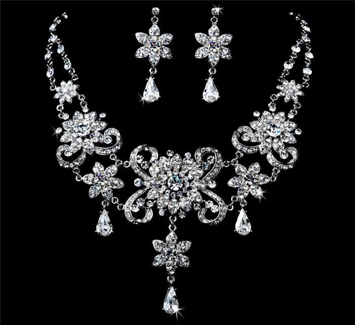 Swarovski Crystal Bridal Wedding Prom Earrings Necklace