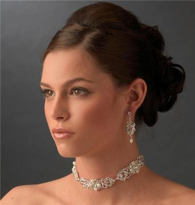 wedding bridal prom necklace earrings jewelry set