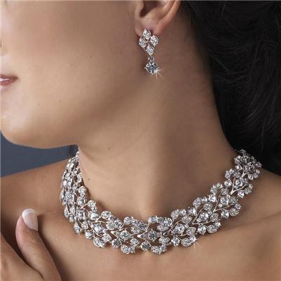 Wedding Prom Earrings Necklace Set accessories