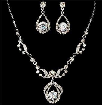 CRYSTAL JEWELRY NECKLACE EARRING SET WS 8265