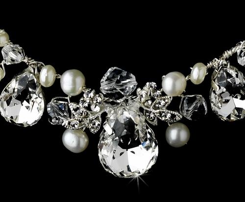 Crystal Bridal Wedding Prom Earrings Necklace Set