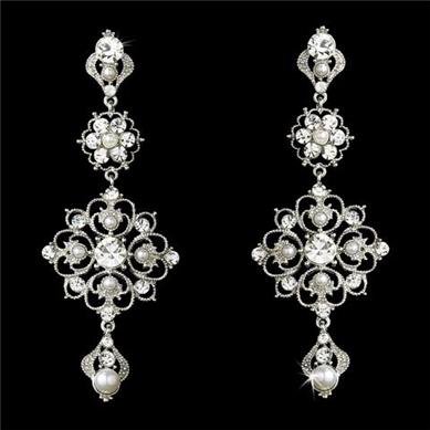 INTRICATE WHITE PEARL CRYSTAL EARRINGS WE 960