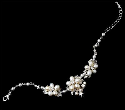 Couture Freshwater Pearl Crystal Fashion Wedding Bridal Prom Bracelet  WB6506