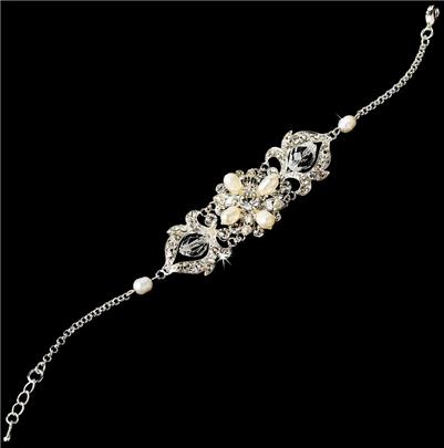 Couture Freshwater Pearl Crystal Fashion Wedding Bridal Prom Bracelet  WB7844