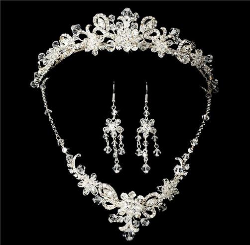 SWAROVSKI CRYSTAL WEDDING TIARA MATCHING JEWELRY SET