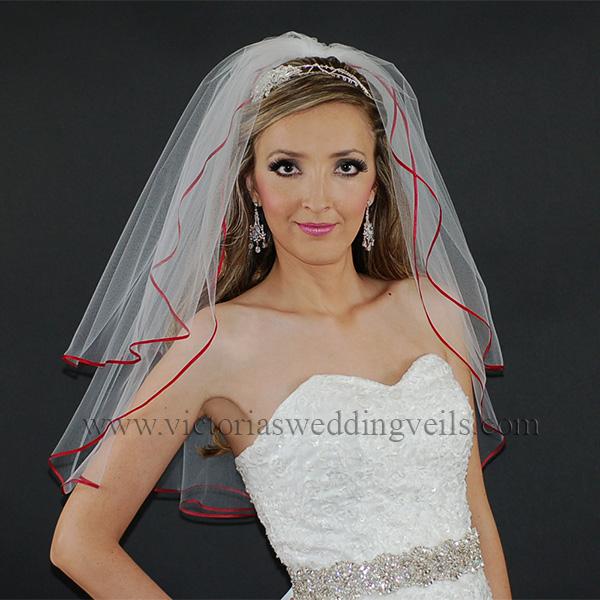Apple Red wedding veil