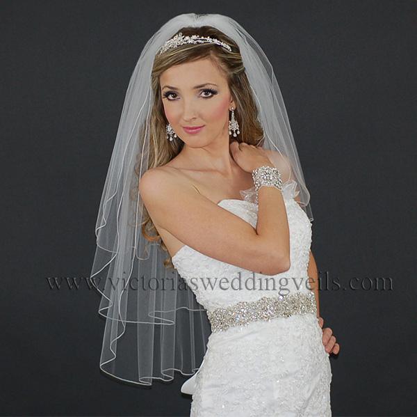3 layer pencil edge bridal veil