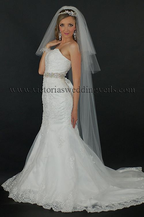 3 tier long bridal veil cut edge