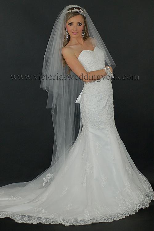 3 tier long bridal veil cut edge