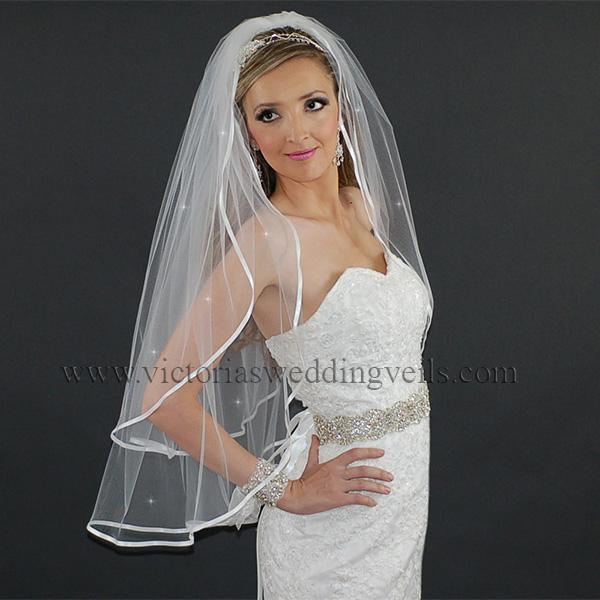 wedding veil 1/4 ribbon edge