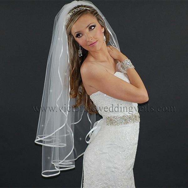 white satin ribbon veil bridal accessories