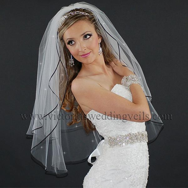 black edge bridal veil