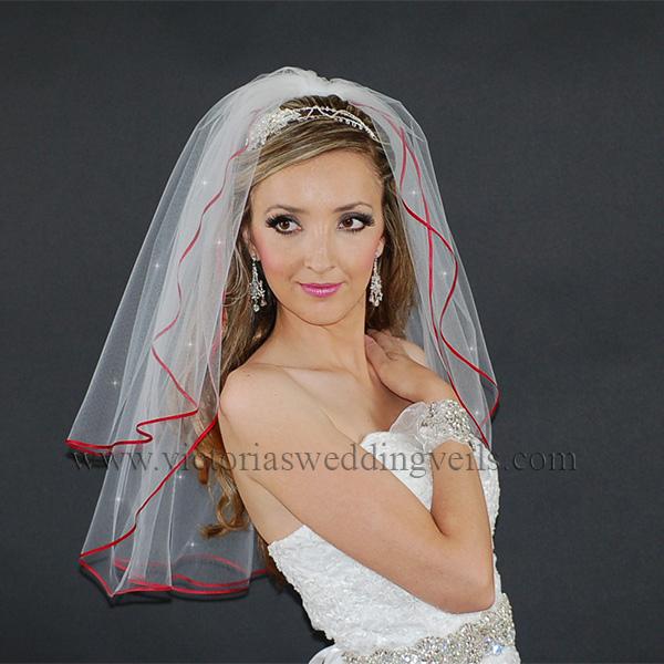 Apple Red wedding veil