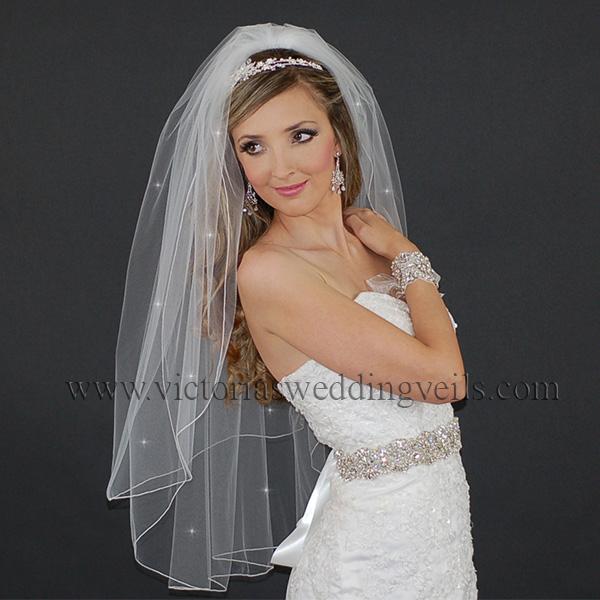 pencil edge bridal veil