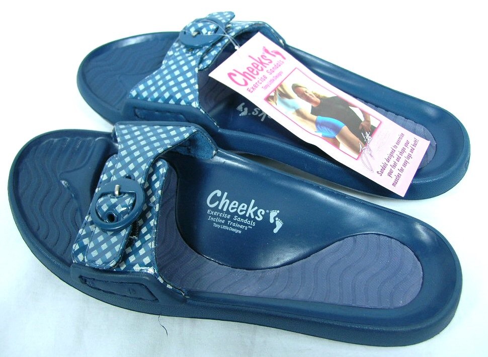 TONY LITTLE CHEEKS EXERCISE SANDALS DENIM/GINGHAM WORK OUT TONY LITTLE CHEEKS EXERCISE SANDALS DENIM/GINGHAM WORK OUT
