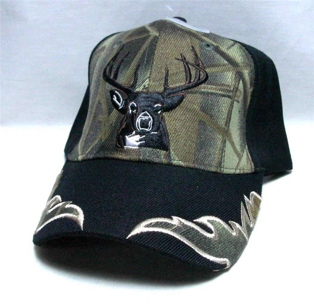DEER HUNTER BASEBALL CAP HAT BUCK HUNTING OUTDOORS CAMO BLACK TRIBAL