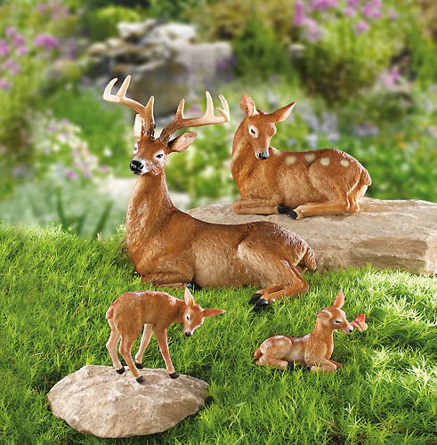 doe and fawn garden statue