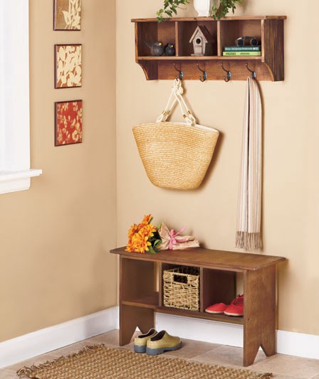 Entryway Storage Bench And Wall Cubbies