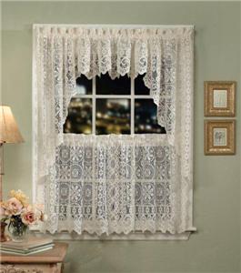 Lace Tier Curtains on Hopewell Lace White 60 X24  Tier Kitchen Curtain Combined Shipping