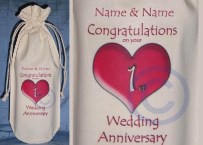 Wedding Party Gift Bags on Personalised   1st Wedding Anniversary Bottle Bag Gift   Ebay